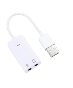 USB Sound Adapter to 3.5mm Stereo Headset & Microphone 7.1 Channel, White